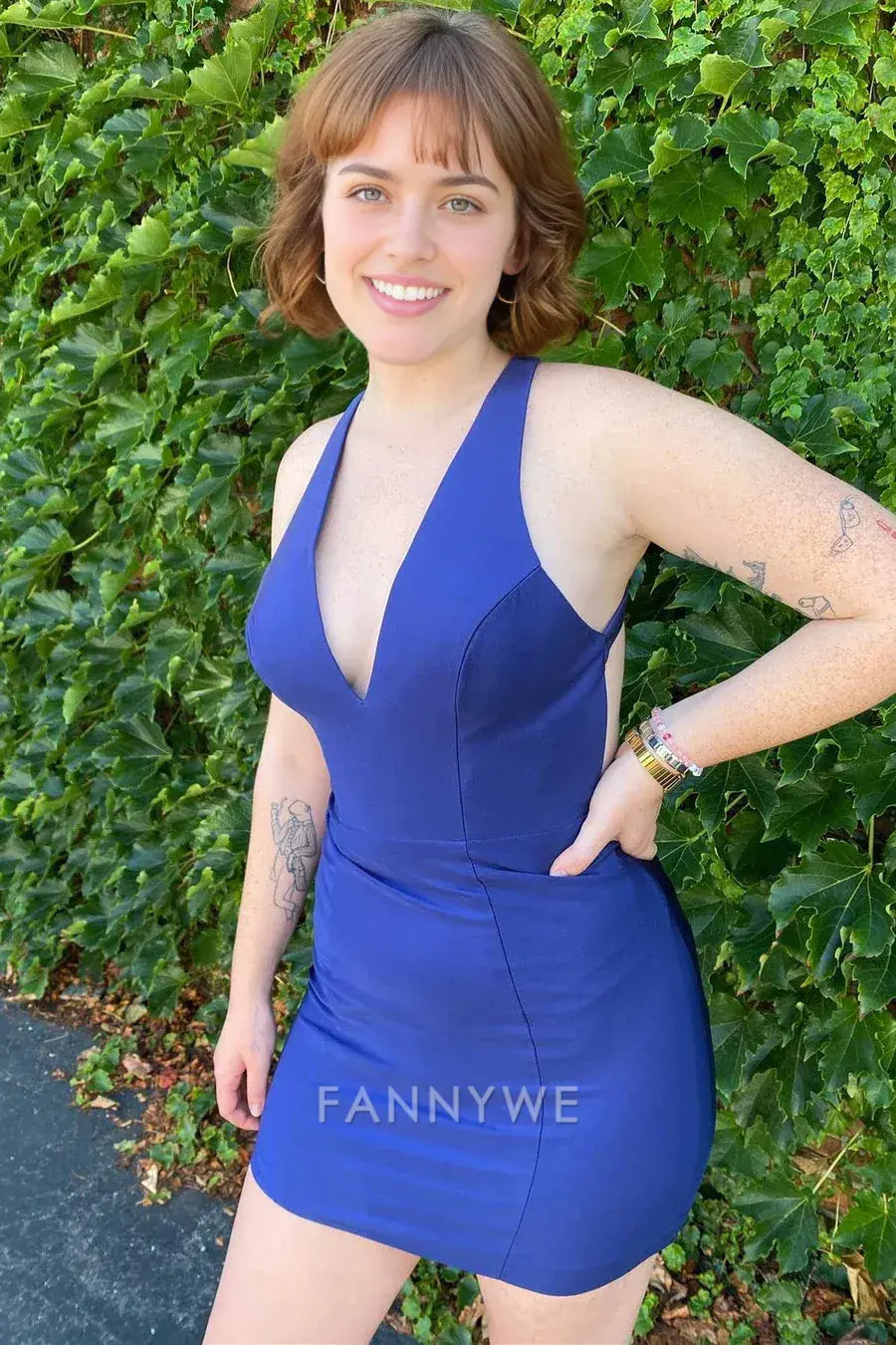 FannyWe Simple Regency Halter Tight Short Homecoming Dress formal wear dresses